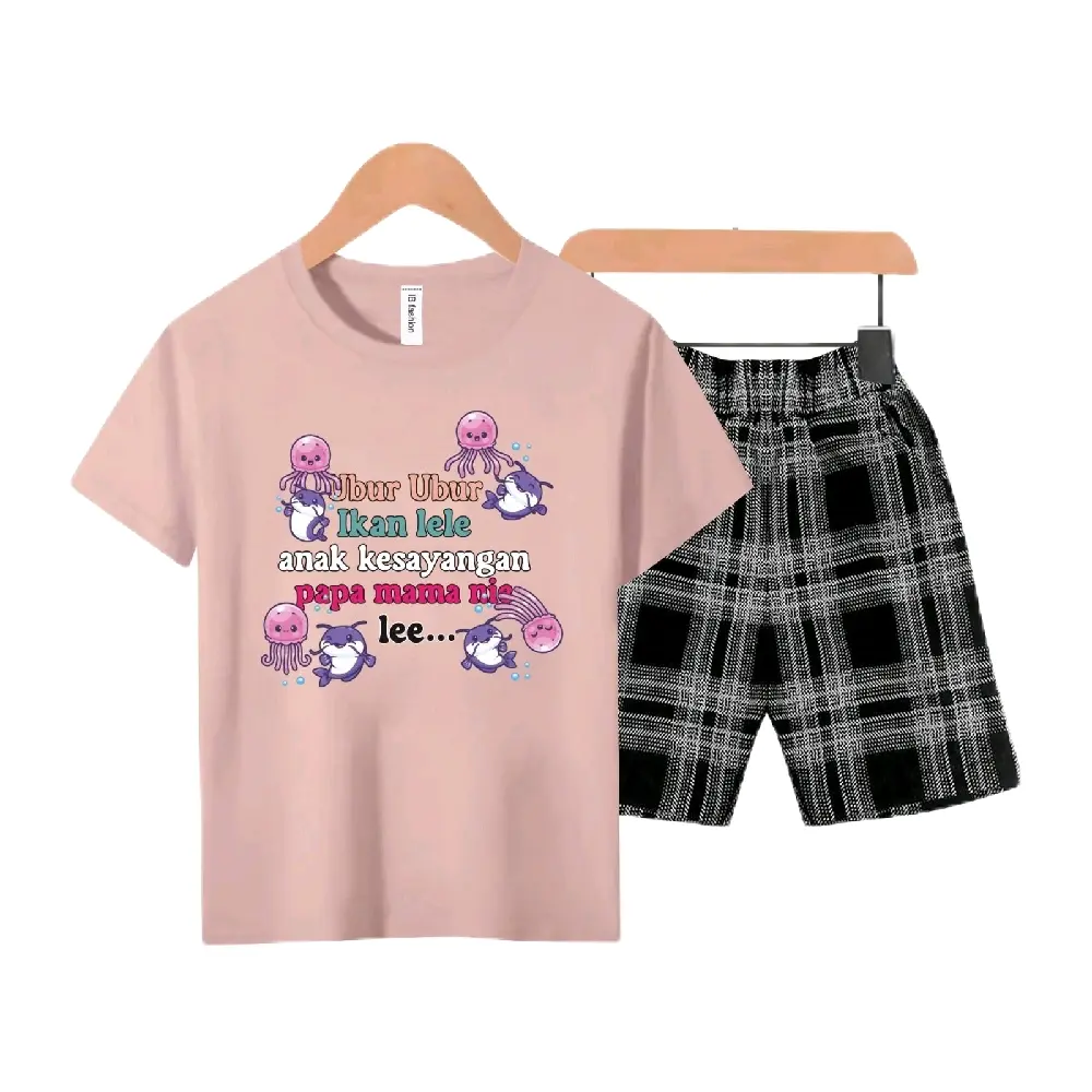 Setelan Anak2 Unisex Celana Kotak/LG Viral Ubur Ubur Ikan Lele Digital Sablon - Fashion Baju