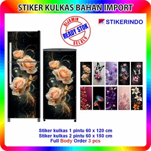 Stiker Kulkas 1 Pintu dan Stiker Kulkas 2 Pintu Motif Bunga