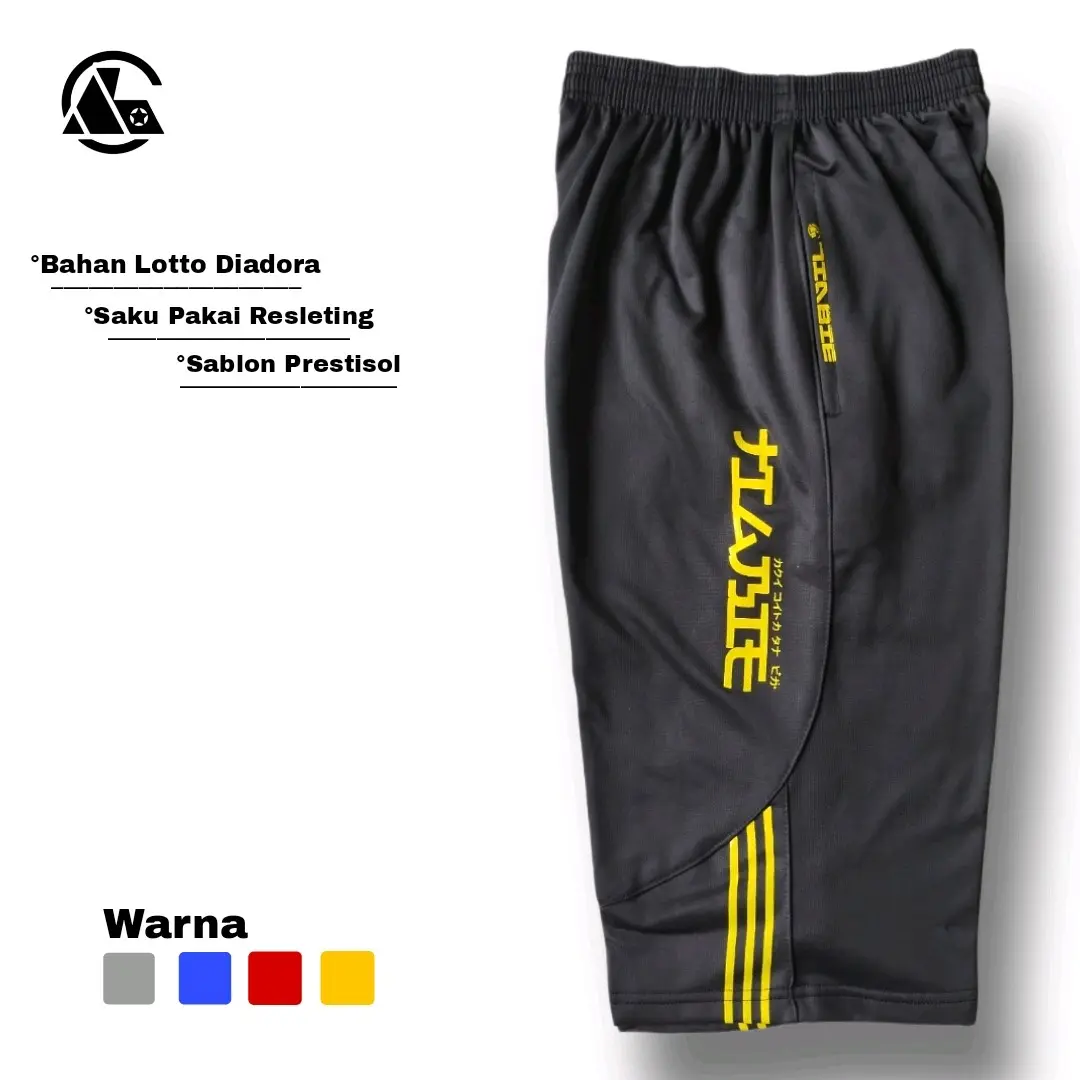 Tiabie Celana Sontog 3/4 Pria Dewasa Saku Resleting Olahraga antai Running Gym Yoga Senam Sport - Celana Pendek Dibawah Lutut Lembut Nyaman