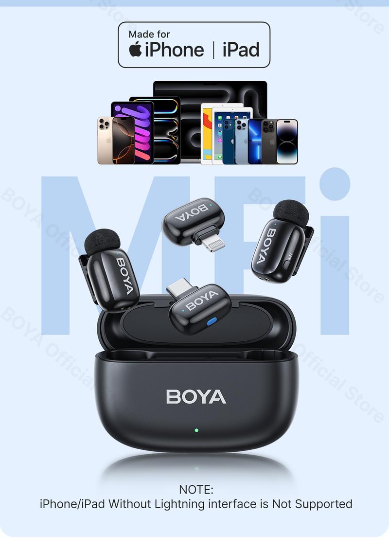 Product Introduction of Micro Đầu Ngón Tay, BOYA, Micro kẹp không dây, dành cho điện thoại di động, Phỏng Vấn Trực Tiếp, Ghi Video ngắn ngoài trời, Giảm tiếng ồn, Phiên bản Type-C và Lightning, Kích thước nhỏ 7