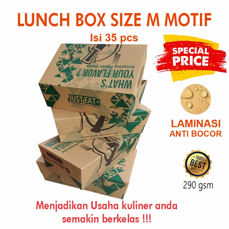 (isi 35) M craft cetak motif /dus makanan paperplunchbox takeaway dus ayam lunch box papr dus ayam geprek dus mie gacoan dus dimsum 1