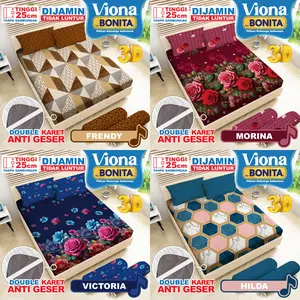 VIONA By Bonita Sprei Fitted KING Size UK.180X200 Tinggi 25CM Double Karet Bantal Guling
