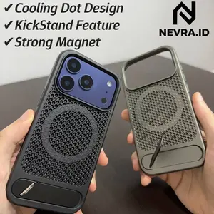 NEVRA Cooling Breathable MagSafe Case with Kickstand - Casing Gaming Jaring Anti Panas Magnetic Kickstand IPHONE 11 12 13 14 15 16 17 AIR PRO MAX