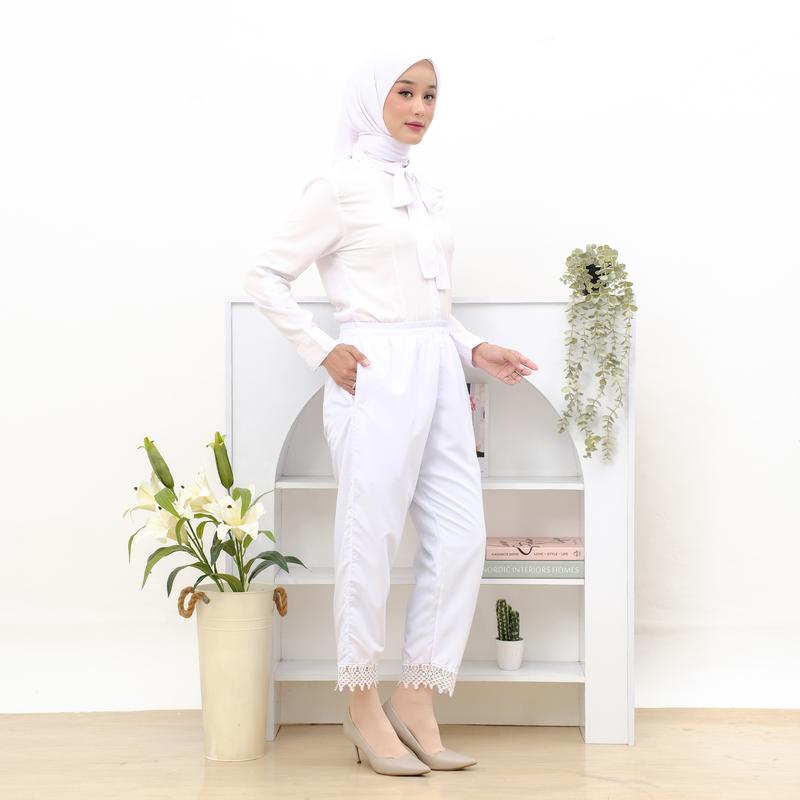 Celana panjang Ihram renda Polos Wanita Bahan Katun Perlengkapan Haji Dan Umroh Muslim 1
