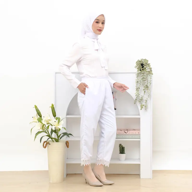 Celana panjang Ihram renda Polos Wanita Bahan Katun Perlengkapan Haji Dan Umroh Muslim 1