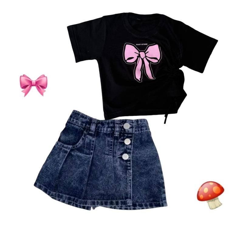 SETELAN ROK CELANA JEANS TIGA KANCING ANAK PEREMPUAN 4