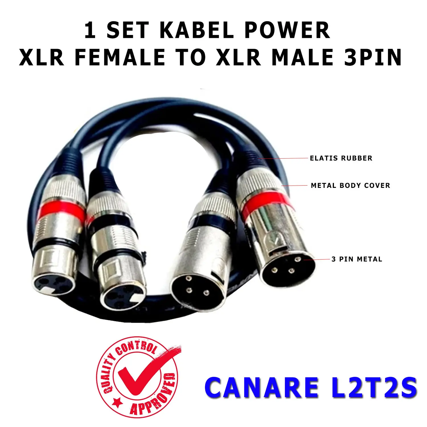 1 Set (sepasang) Kabel Audio Mixer/Power XLR female to XLR Male 3Pin Japan Standart