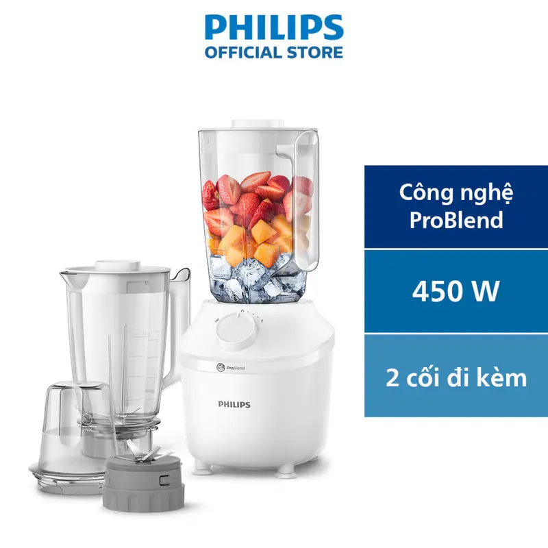 [DEAL SỐC] Máy xay sinh tố PHILIPS HR2041/50 | 450W Công Nghệ ProBlend Crush 1L Cối Nhựa Dễ Vệ Sinh Bảo Hành 2 Năm Hàng Chính Hãng 1
