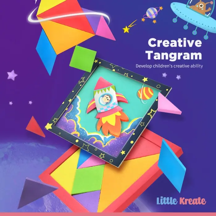 Mainan Edukasi Creative Magnetic Tangram Puzzle