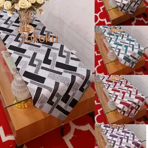 Tokoku Taplak Meja Ruang Tamu Aestetic Motif Geometris Harga Murah Lebar 33 Cm Panjang 150 Cm Dekorasi Cantik Dan Elegan
