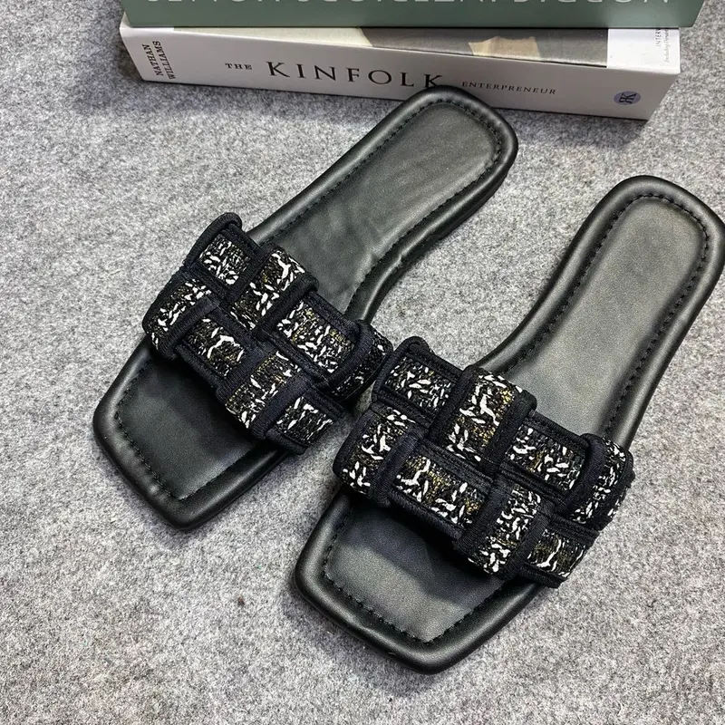 Sandal teplek wanita rajut simple mewah free box Flat Sendal 5
