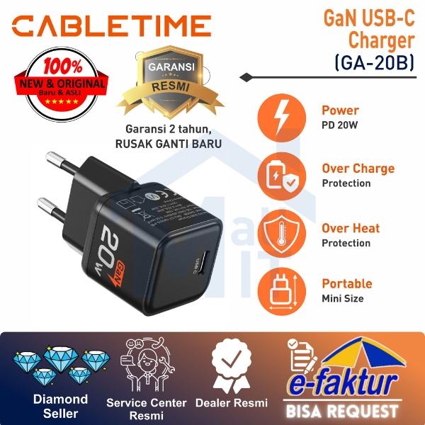 Gambar CABLETIME Adaptor Kepala Charger GaN PD USB-C Type C Fast Charging 20W 30W 45W 65W GA20B GA30W GA45W GA65W dari Mall IT Medan Kota Medan Tokopedia