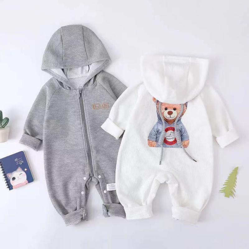 Quần Áo Trẻ Em Cỡ Sơ Sinh (0-24 Tháng), Bộ Sưu Tập Mùa Xuân Và Mùa Thu, Có Mũ Trùm Đầu, Dễ Thương, Thích Hợp Cho Bé Trai Và Bé Gái, Quần Áo Leo Núi Hình Gấu