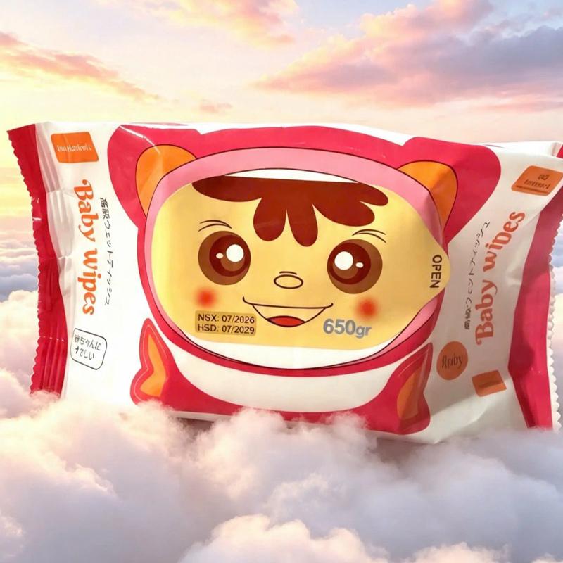 Combo 10 gói khăn ướt baby ruby không mùi không kíc ứng da vải dày