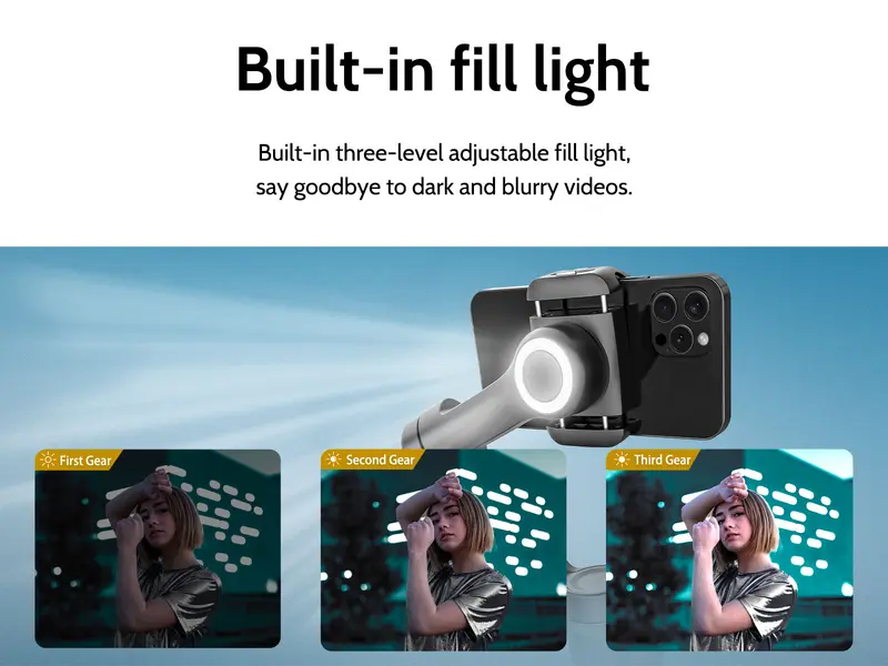 Product Introduction of AOCHUAN Gimbal Stabilizer for Smartphone, 3-Axis iPhone Gimbal, Portable Gimbal w/OLED Display for iPhone/Andriod, Gimbal stabilizer, Phone Gimbal stand with Face/Object Tracking for Tiktok Youtube, long-short video, Vlog-Smart X Pro black 4