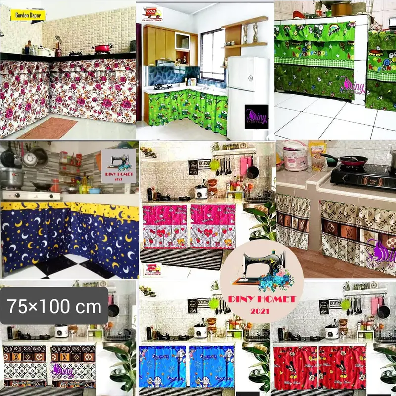Gorden Kolong Dapur DORAEMON UKURAN 100 X 80 CM / Gorden Kolong Meja Dapur / Gorden Kolong Dapur MINIMALIS Curtain 2