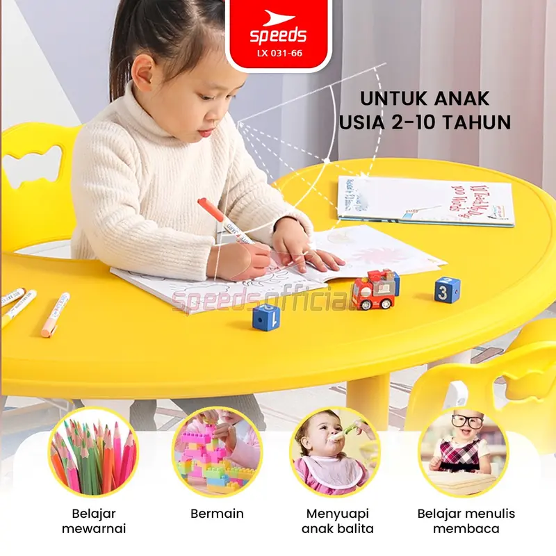 SPEEDS Meja Belajar Anak Colorful Bulan Moon Table Meja TK Paud Warna Warni Kids Table 031-66 6