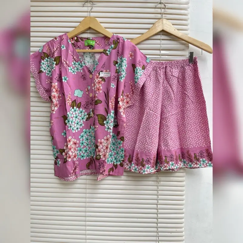 HAP Setelan Kenanga Pendek Oneset busui friendly kancing depan bahan rayon premium adem Lembut Panjang 2