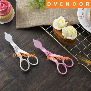 [DVENDORTOOL] Cream Scissors Gunting Mawar Buttercream | Piping Flower Scissors Nail Lifter Transfer Bunga Kue Tart | Bantu angkat & pindah bunga buttercream/royal icing lebih rapi tanpa rusak | Ringan 7.3g, food grade PS | 130x55mm | Pink/White