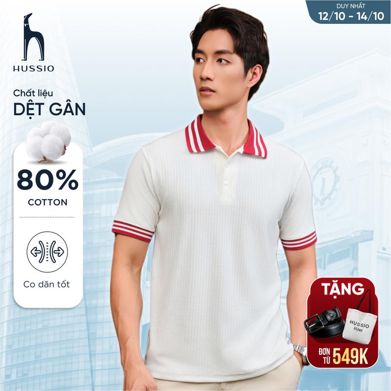 Áo polo nam CODO vải thun gân thoáng mát, co dãn tốt, tôn dáng, che khuyết điểm - HUSSIO