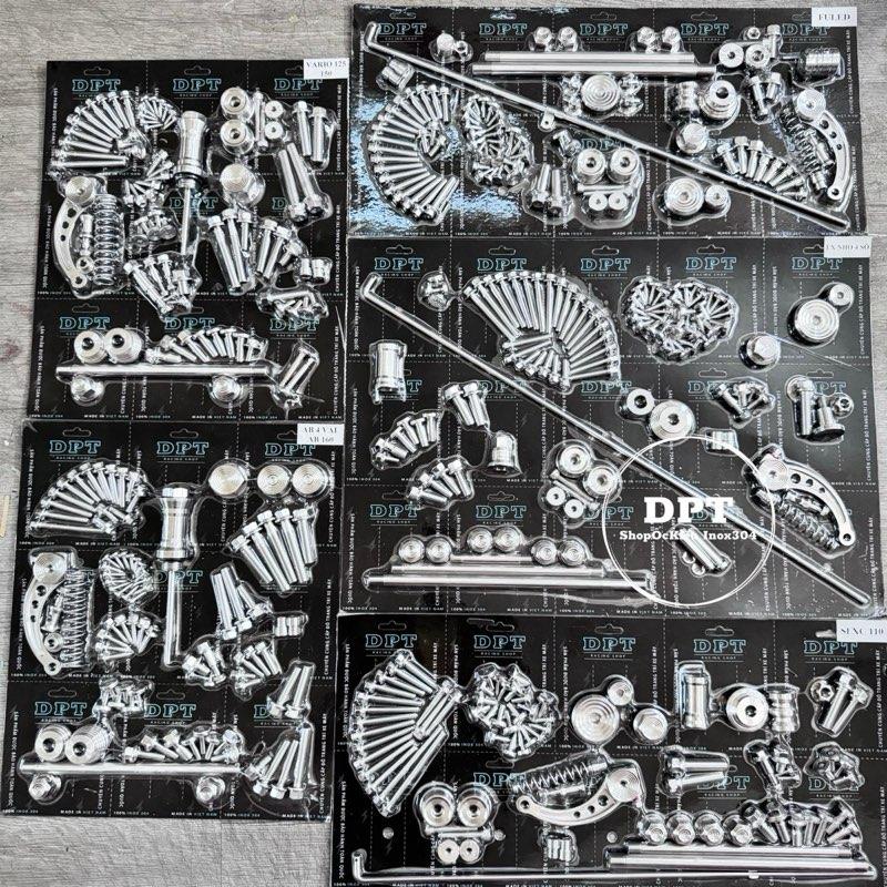 COMBO FULL XE ốc kiểu Inox 304 gắn cho nhiều dòng xe Wave nhỏ-Dream-AB-Vario-Ex-Fuled-Sirius...