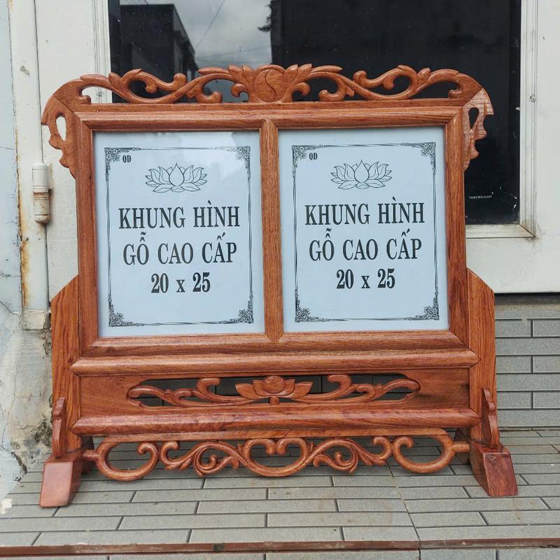  Khung ảnh thờ đôi-Khung ảnh thờ 2 ảnh gỗ hương -Nhiều cỡ Decor Decor Phòng Trang Trí Nhà 