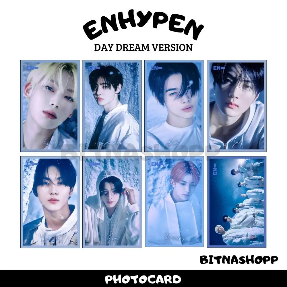 PHOTOCARD ENHYPEN DAY DREAM 1SISI (HARGA 8 PCS + LAMINASI 2 SISI) ALL BITNA JPOP KPOP CARDS IDOL BIAS JAPAN KOREA JEPANG UNOFFICIAL HEESEUNG JAKE JAY JUNGWON NIKI SUNGHOON SUNOO READY STOCK !