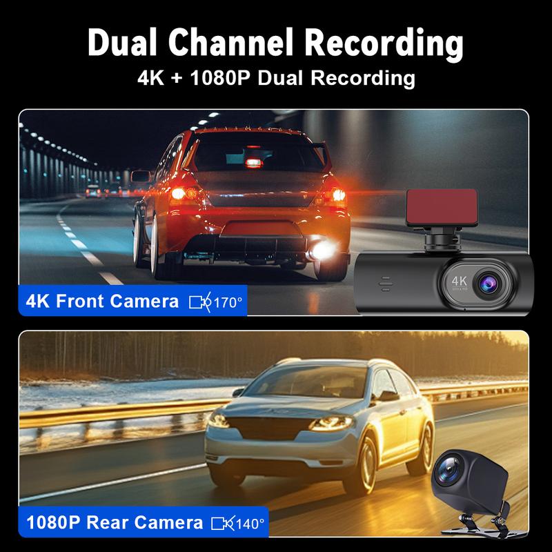 Product Introduction of HD 4K dual lens driving recorder black box driving recorder car DVR 1080P rear camera built-in WiFi GPS 24-hour parking monitor Includes 128GB TF 39