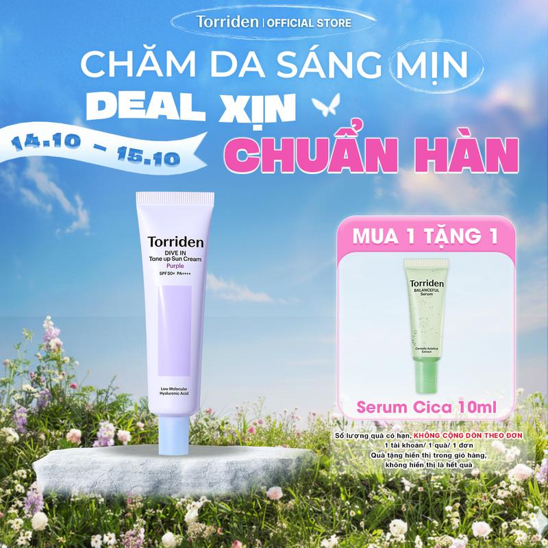 Kem Chống Nắng Hỗ Trợ Hiệu Chỉnh Tông Da Tone Up Torriden Dive In Purple SPF50+ 60ml