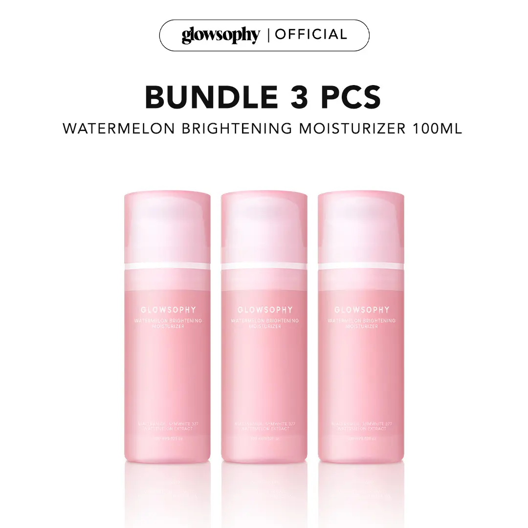Glowsophy Bundle 3 Pcs Watermelon Brightening Moisturizer Niacinamide Mugwort Gel Day and Night Skincare 100 ml