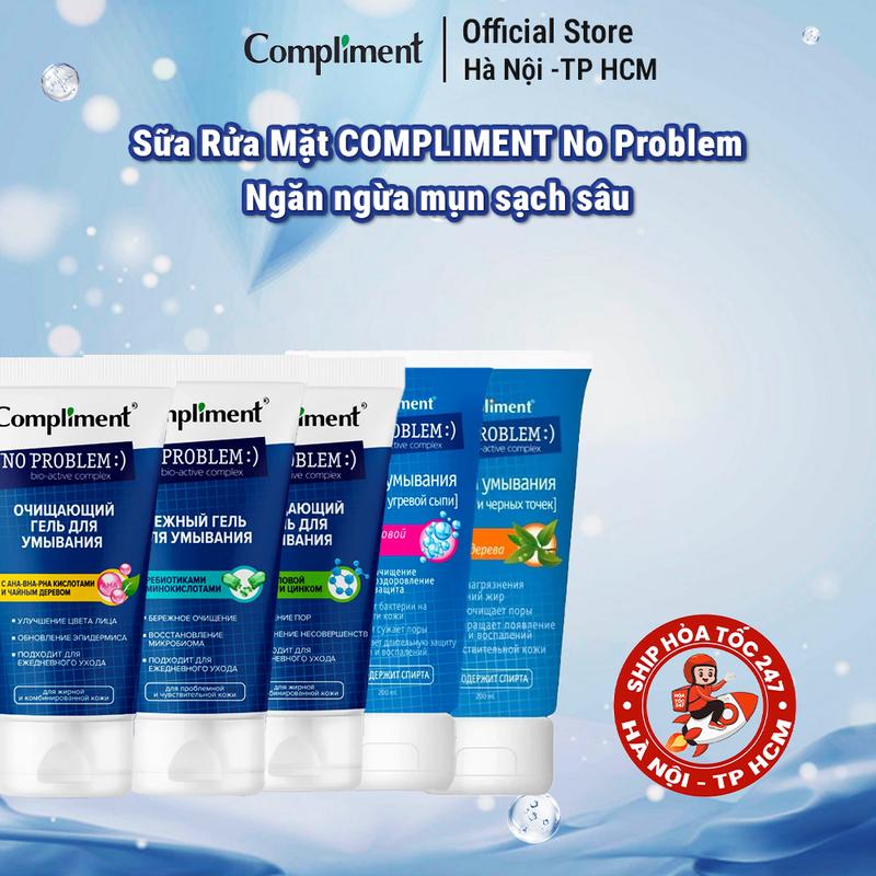 Sữa rửa mặt COMPLIMENT No Problem giúp làm sạch sâu, hỗ trợ giảm mụn, không khô da 200ml
