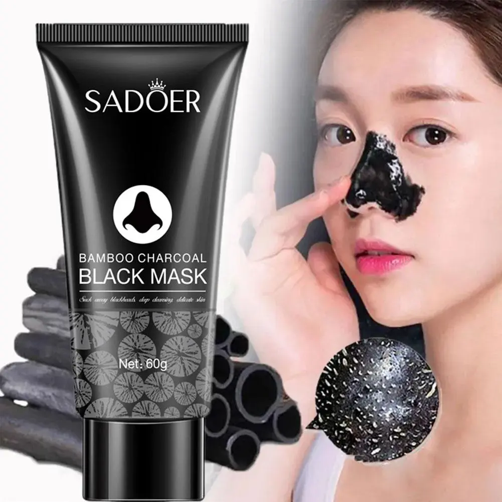 60g Bamboo Carbon Black Mud Facial Mask Active Carbon Nose Blackhead Facial Mask