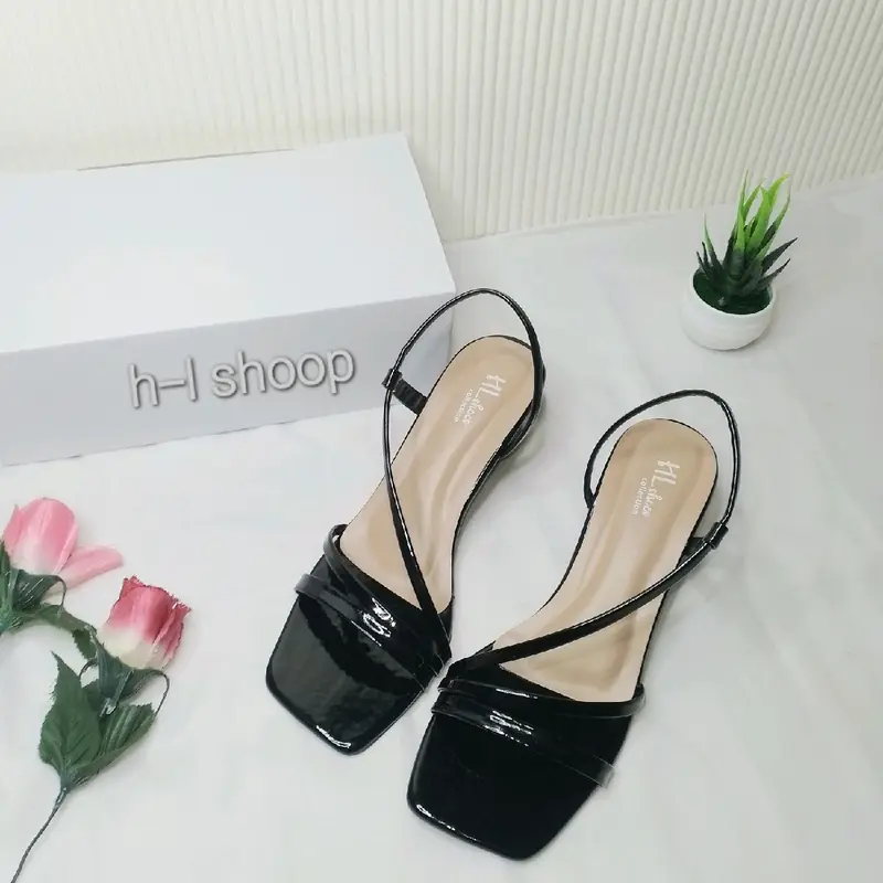 Sandal- heels Wanita / korean style model tali belakang tinggi hak 5cm (HL02) Sendal 2