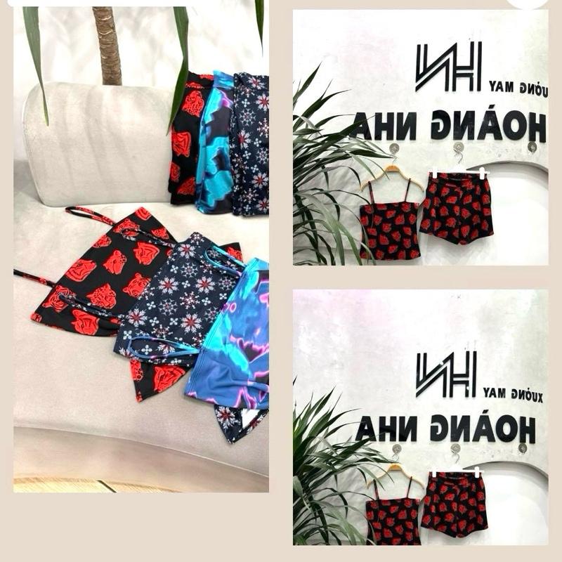 Combo 3  bộ {ĐỒ NGỦ 2 DÂY } [BỐC MÀU NGẪU NHIÊN ],chất cotton lụa  mềm mại có túi quần free size 40_70kg 0