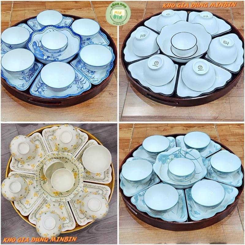  Bộ Bát Đĩa Hoa Mặt Trời Gốm Sứ Bát Tràng Ceramic Nhiều Mẫu  Viền Đen   Sen Xanh   Mai Vàng   Hoa Thuỷ Tiên  Sứ Cao Cấp Làm Mâm cúng Dâng Lễ Gia Tiên Bát Thuyền Đựng Gà 