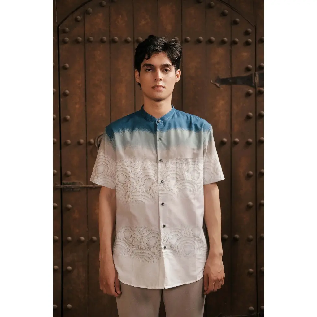 LARUSSO Khair Collection - Kemeja Koko Printing Pria Lengan Pendek  -  Torre