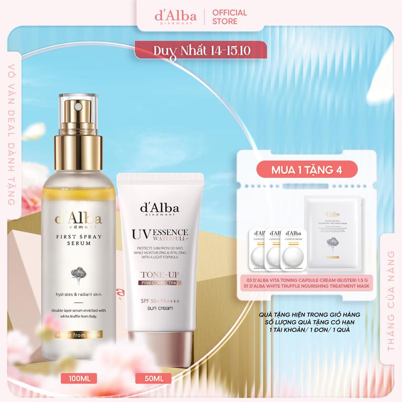 [CB100ml&50ml] [COMBO] Serum dạng xịt [First Spray] d'Alba White Truffle 100ml & Kem chống nắng d'Alba Waterfull Tone-Up Sun Cream 50ml Skincare
