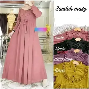 TERLARIS!! Gamis mola saudah kancing rempel bussui frendly pollycoton premium termurah gamis muslimah