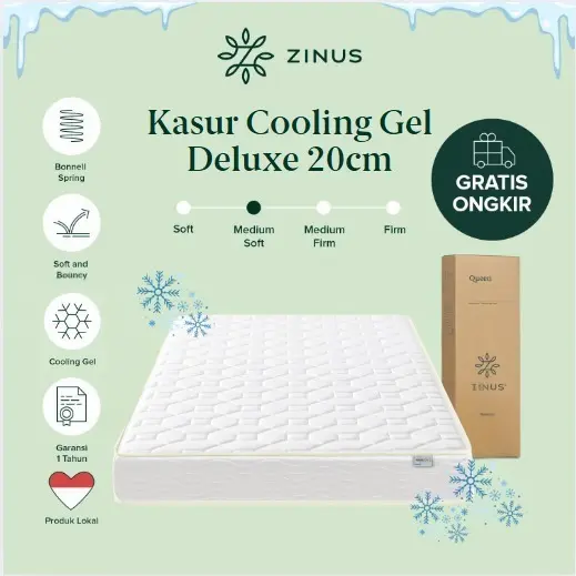 Kasur Spring Bed Zinus Cooling Gel Deluxe Mattress Gratis Ongkir Tempat Tidur In a Box 1