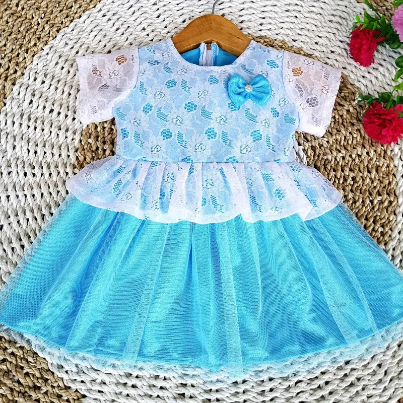 gaun pesta bayi brokat putih variasi pita cute 4