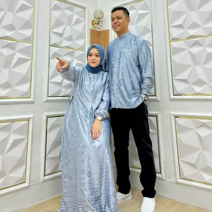 Gamis couple keluarga motif malay shafeeya mewah elegant Muslim Pasangan