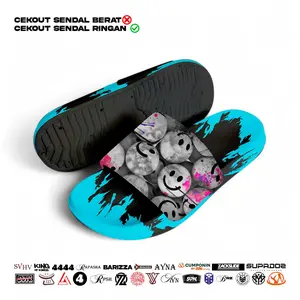 Sandal Selop Unisex SPD 0342 Loreng Motif Emote Anti Slip Terbaru - Sendal Slide, Wanita dan Pria