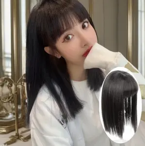 [Tiara] Toupee Hair Topper Poni Palsu Rambut Lurus Hair Clip Wanita Penutup Botak