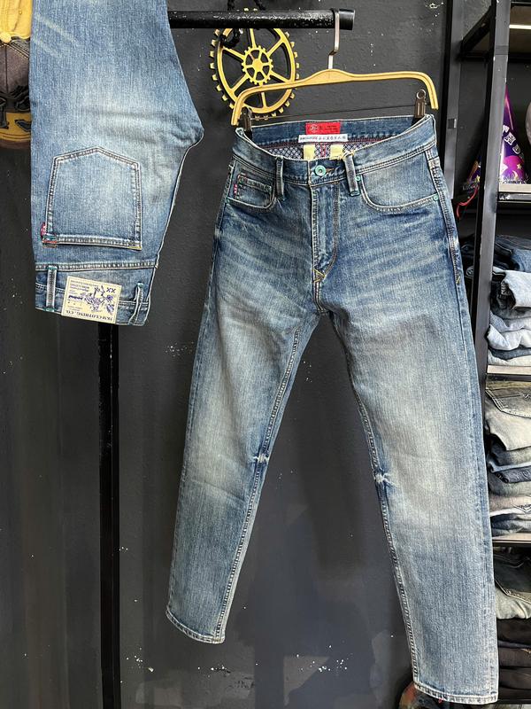   Jean Denim Guangzhou 5KM-J3960-13OZ  Quần Jean Nam Dài Màu Xanh Đậm Was Form Ống Suông Chất Denim Không Co GIãn Mẫu Mới K3 STORE Selvedge 