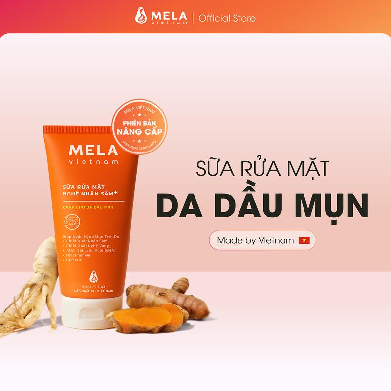 Mela Sữa rửa mặt Nghệ Nhân Sâm + bản nâng cấp cho da dầu mụn AHA & BHA Niacinamide B3