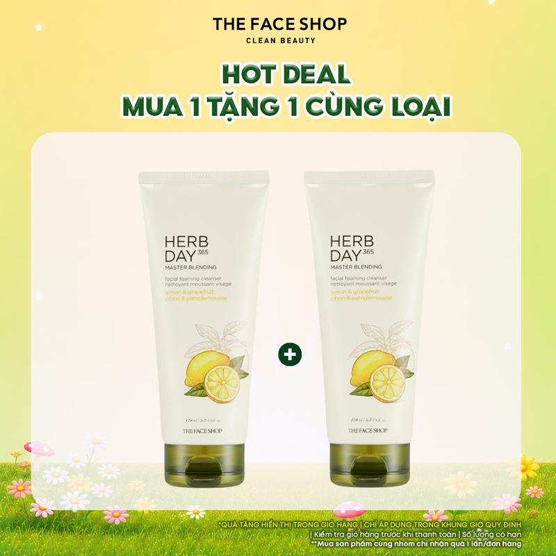 Combo 2 Sữa Rửa Mặt Tạo Bọt Dành Cho Da Dầu Mụn THE FACE SHOP Herb Day 365…