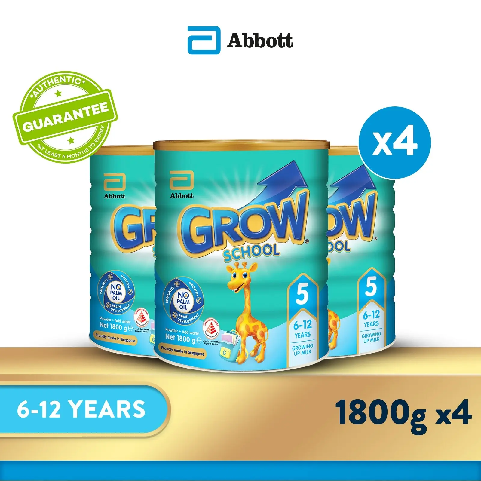 [Bundle of 4] GROW Growing Up Milk for Kids - School Stage 5 (6 - 12 years) - 1.8kg