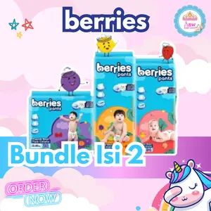 Berries BUNDLE ISI 2 Popok Bayi Sekali pakai Cepat Meyerap Dilengkapi dengan Indikator Penandan Pipis