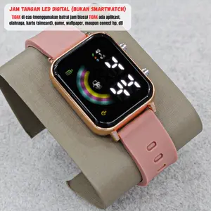 Jam Tangan Wanita LED Digital Strap Karet Sillicone Kemewahan Santai Terbaru Kaca Love Rubber