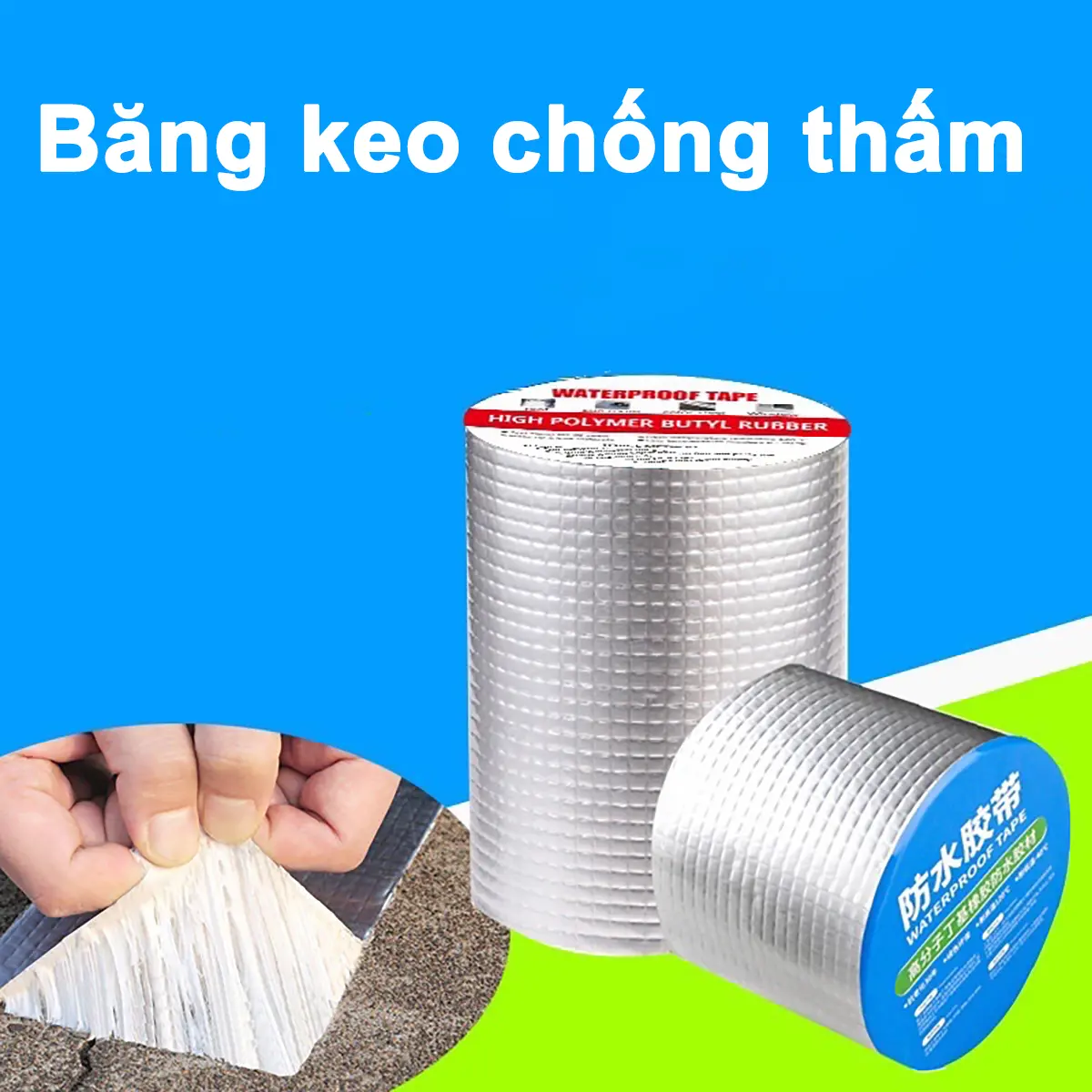 Băng keo chống thấm dán siêu dính dày, Cuộn keo dán vết nứt ống nước bể xô chậu mái tôn